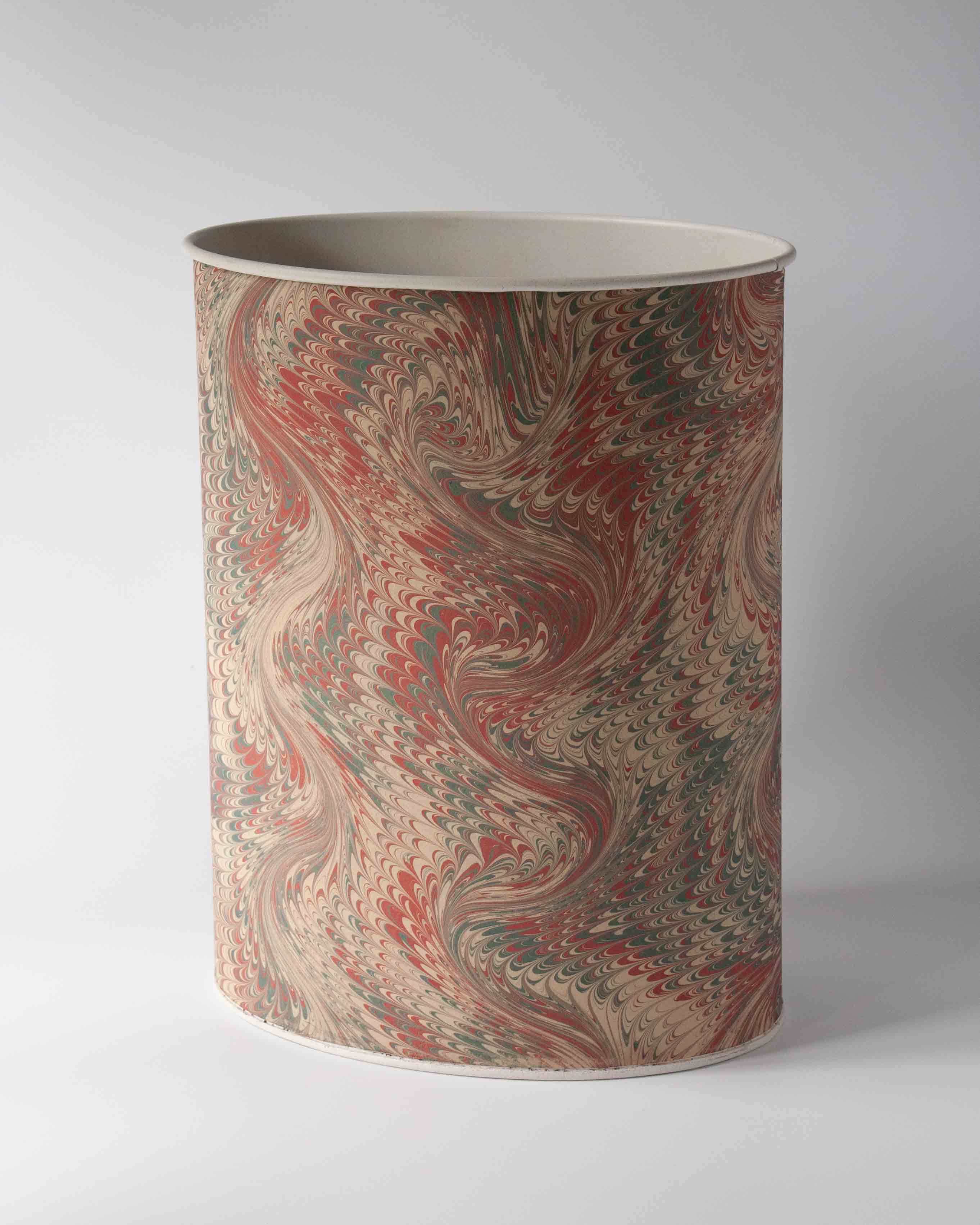 Felicity Hand Marbled Pink Waste Paper Basket | Anboise Accessories