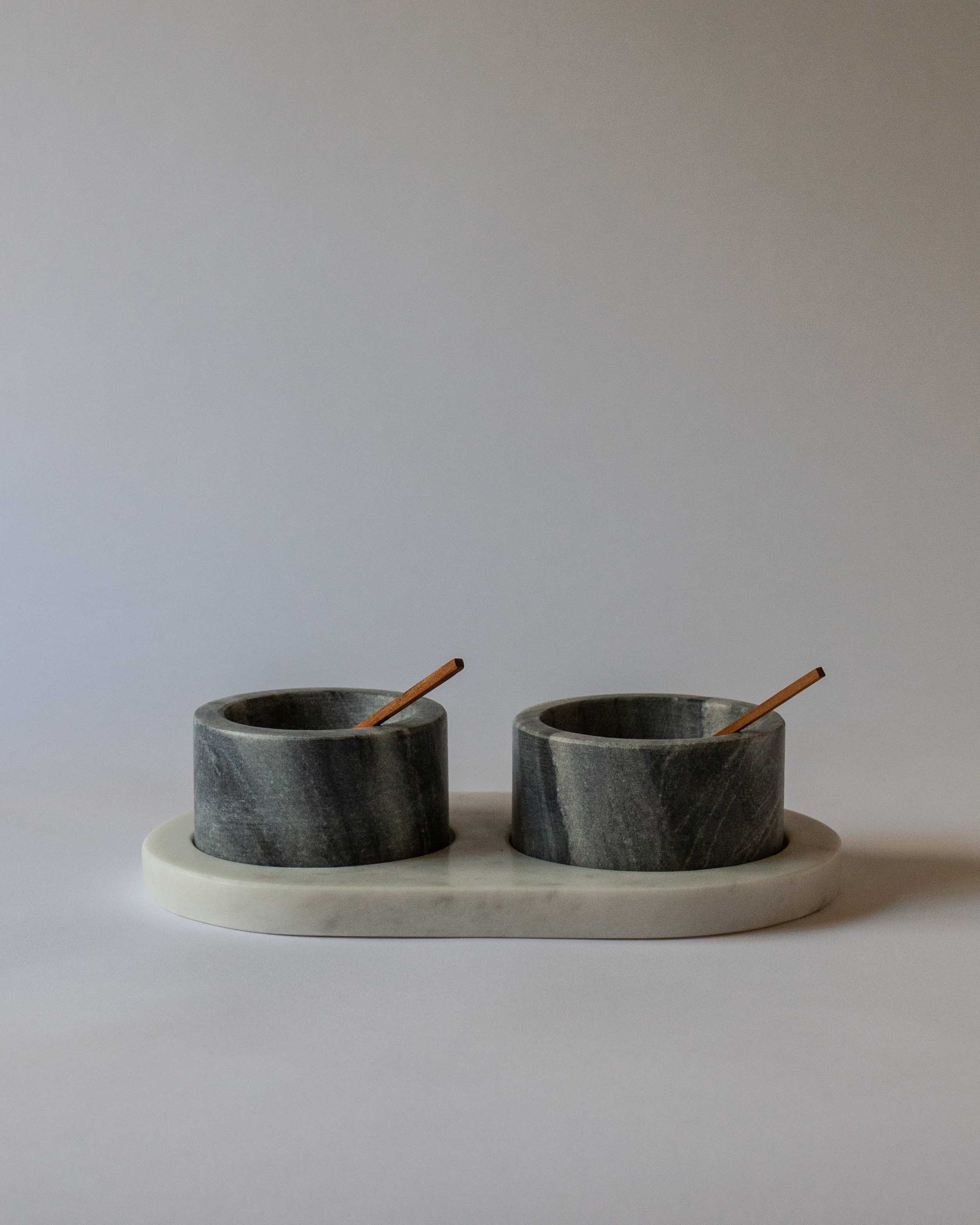 Alivia Marble Cellar & Wooden Spoon Set | Anboise Tableware