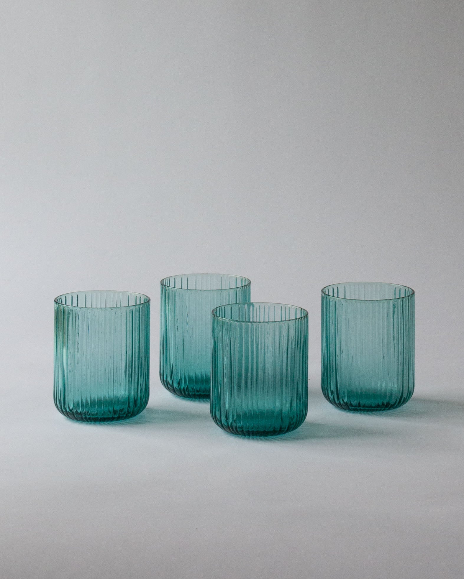 Elena Fluted Blue Glass Tumbler - Set of 4 | Anboise