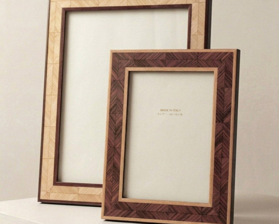 Alicia walnut herringbone wooden photo frame – portrait