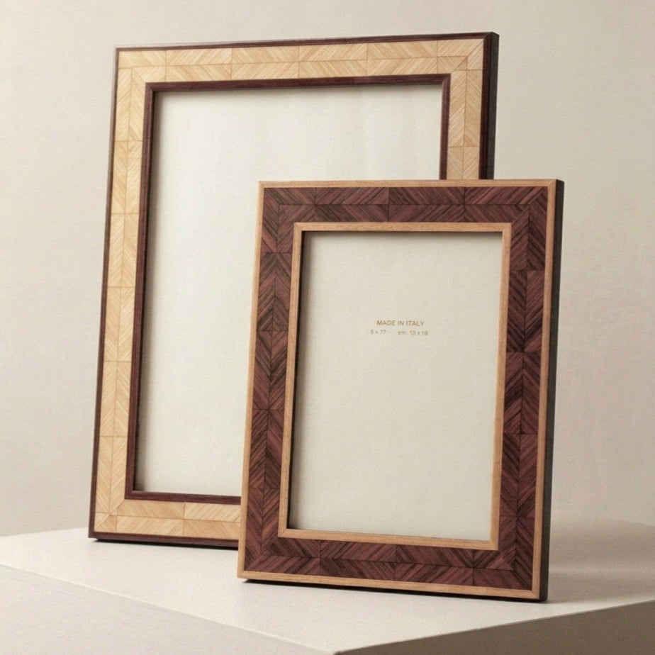 Alicia walnut herringbone wooden photo frame – portrait