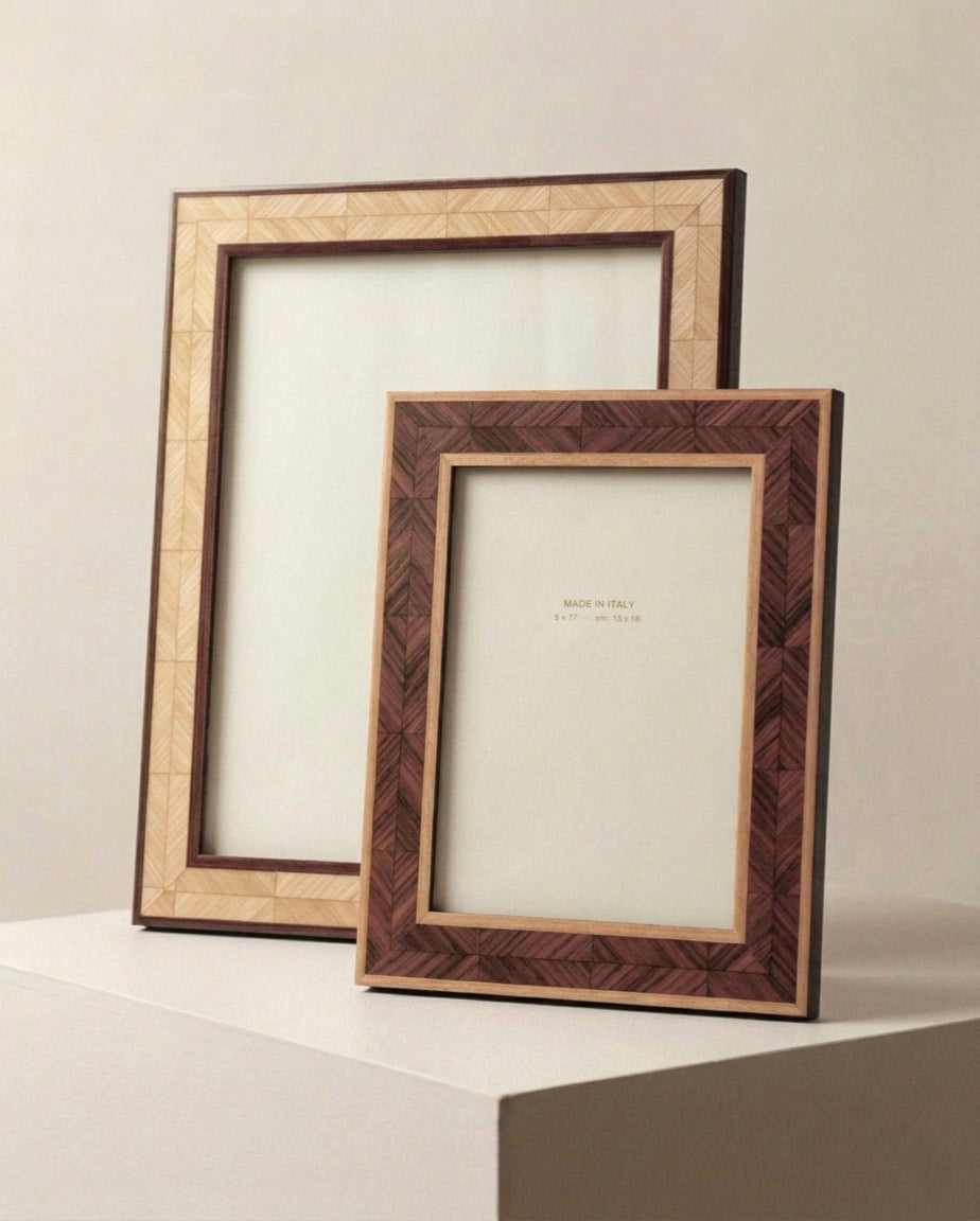 Alicia walnut herringbone wooden photo frame – portrait