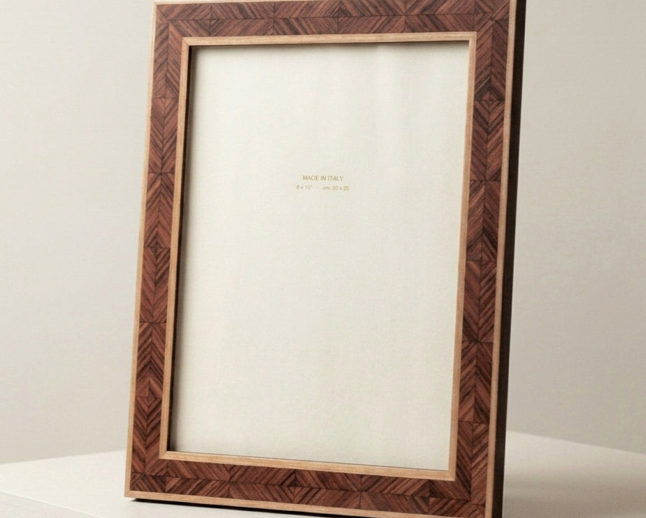 Alicia walnut herringbone wooden photo frame – portrait