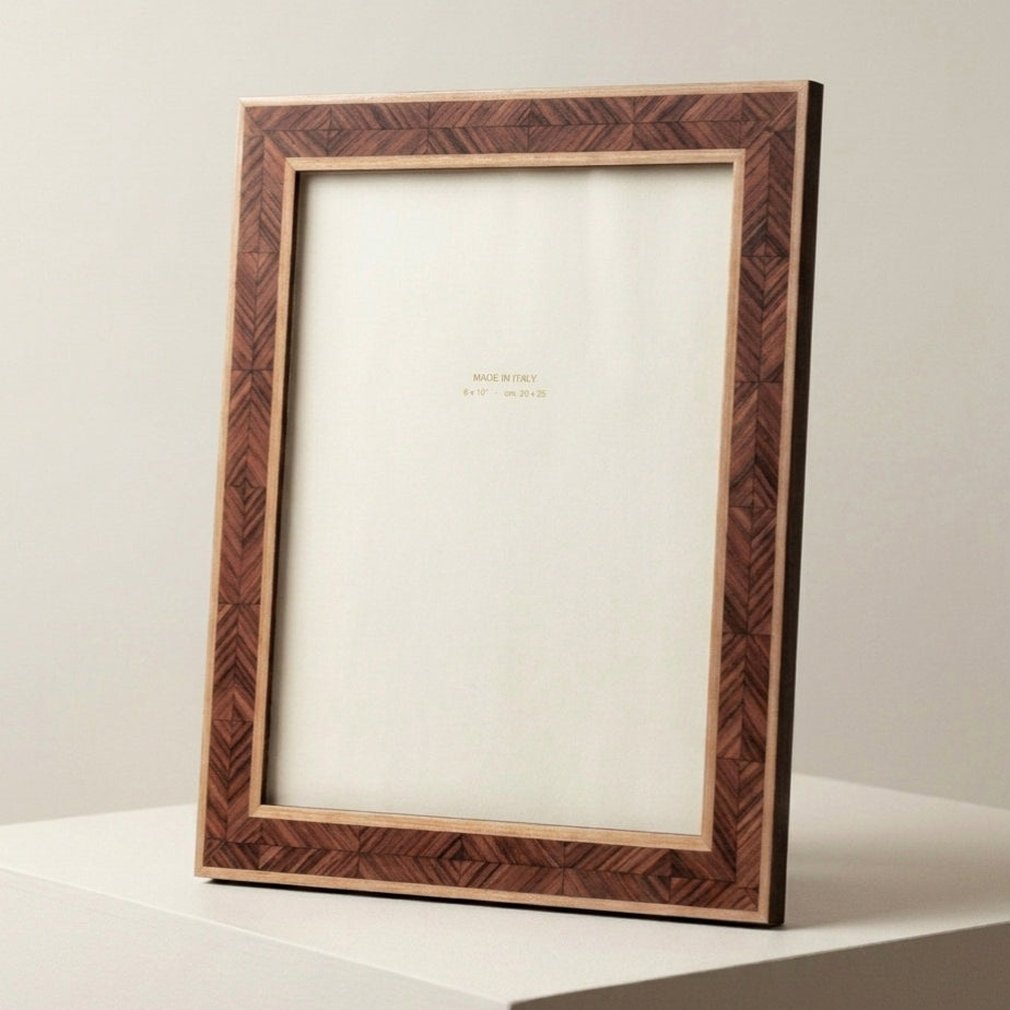 Alicia walnut herringbone wooden photo frame – portrait