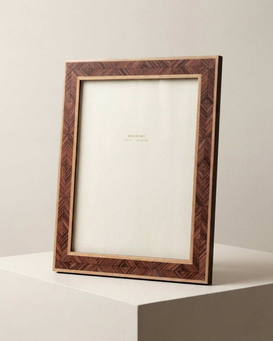 Alicia walnut herringbone wooden photo frame – portrait