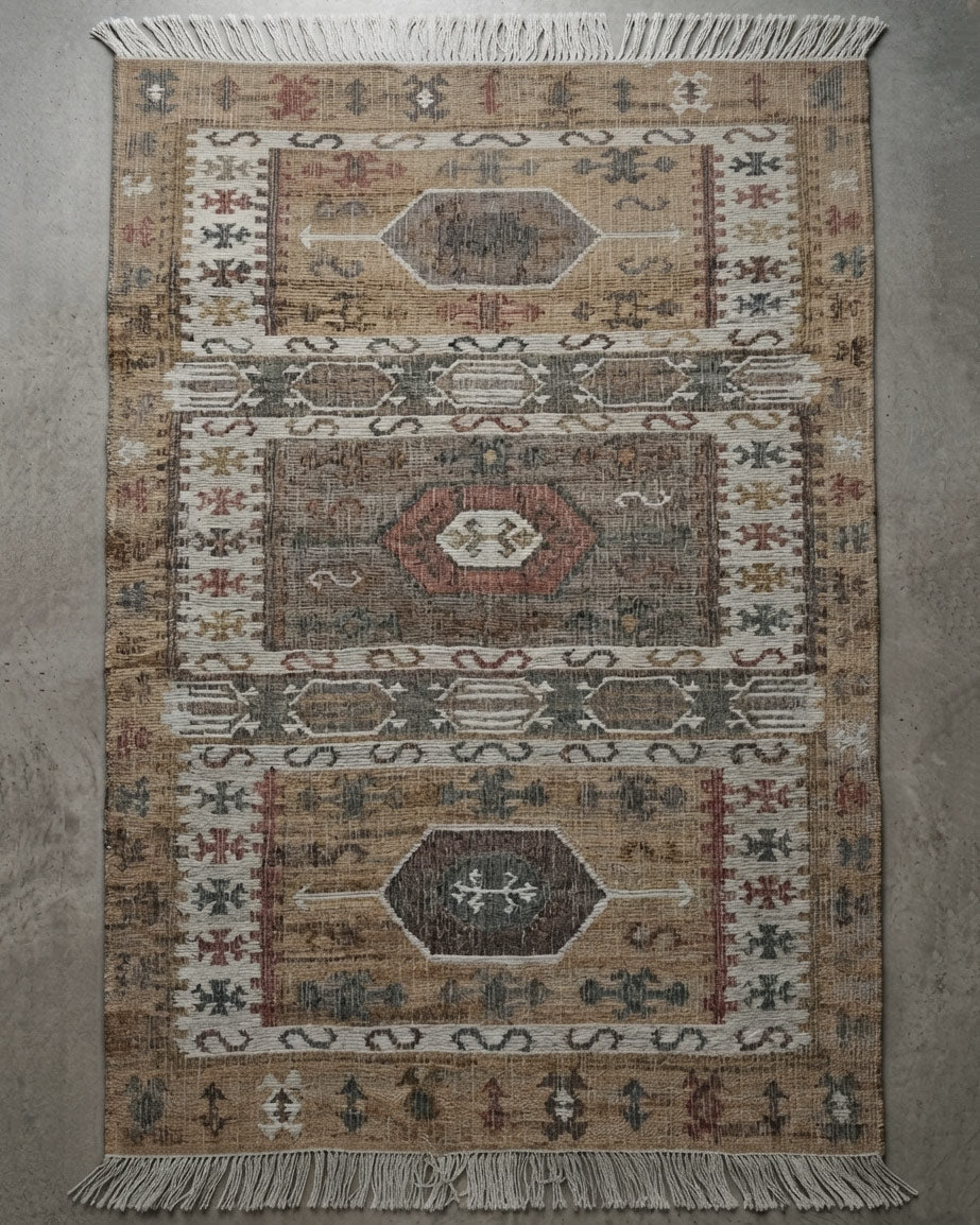 Aubrielle handwoven jute rug 2m × 3m with geometric natural weave | Anboise