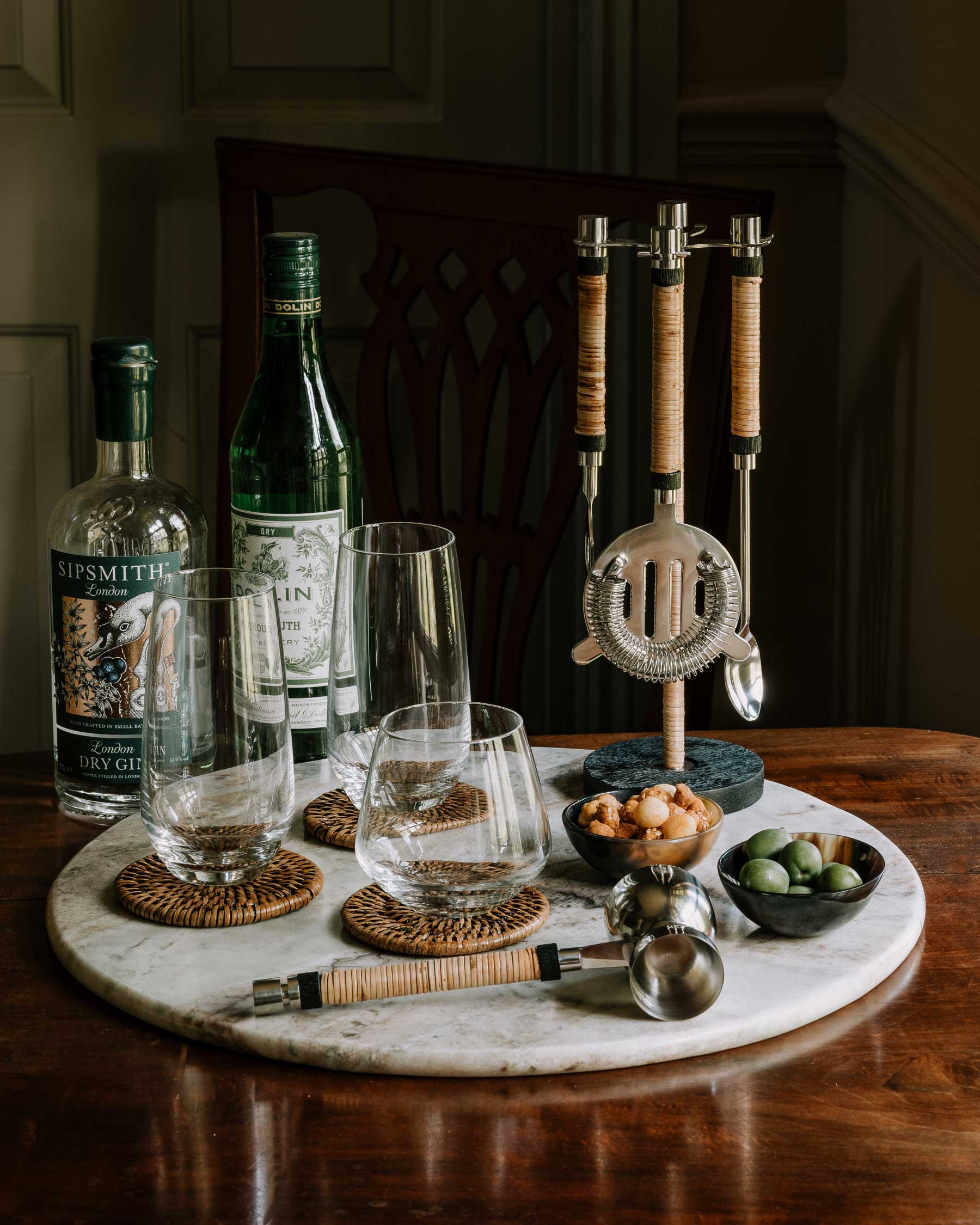 Brinley Rattan Barware Kit | Anboise Tableware