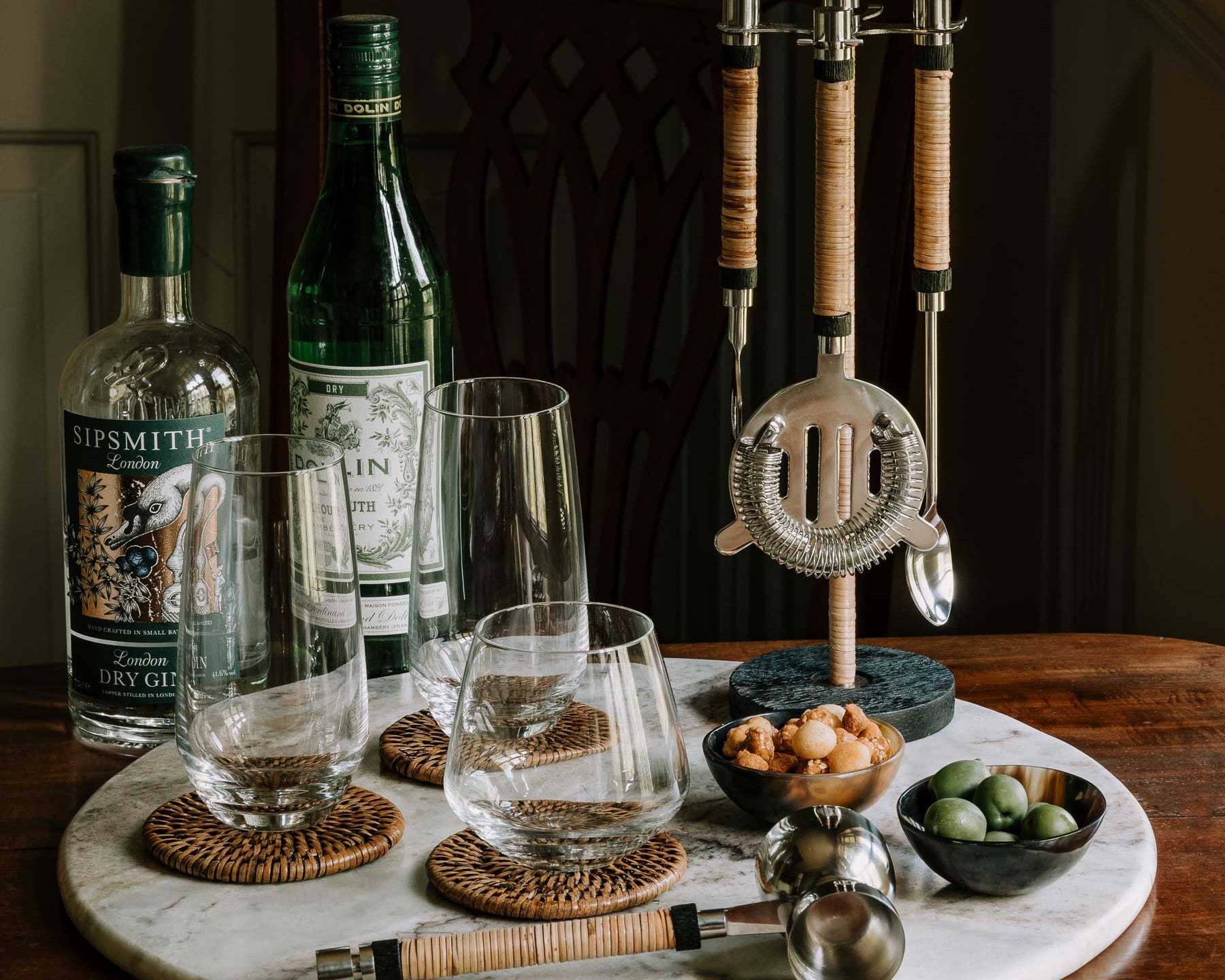 Brinley Rattan Barware Kit | Anboise Tableware