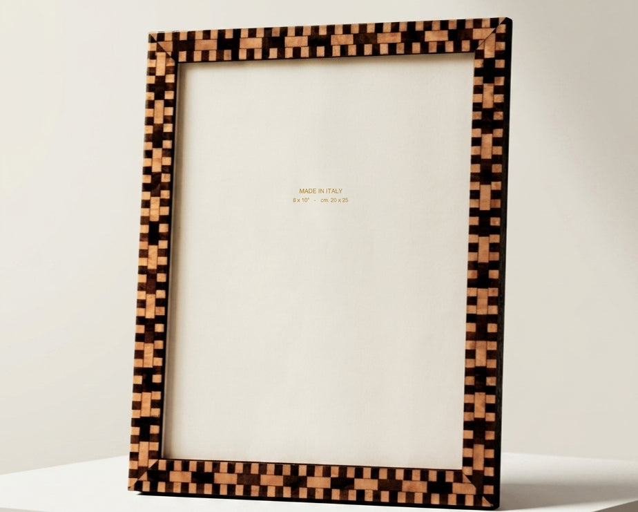Daniella walnut marquetry wooden photo frame – portrait