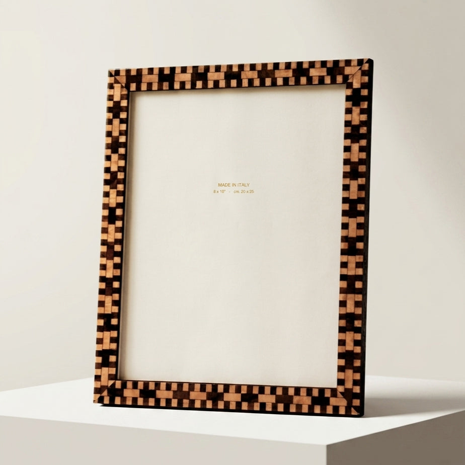 Daniella walnut marquetry wooden photo frame – portrait
