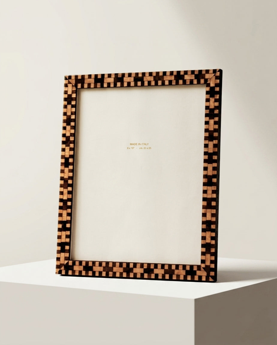 Daniella walnut marquetry wooden photo frame – portrait