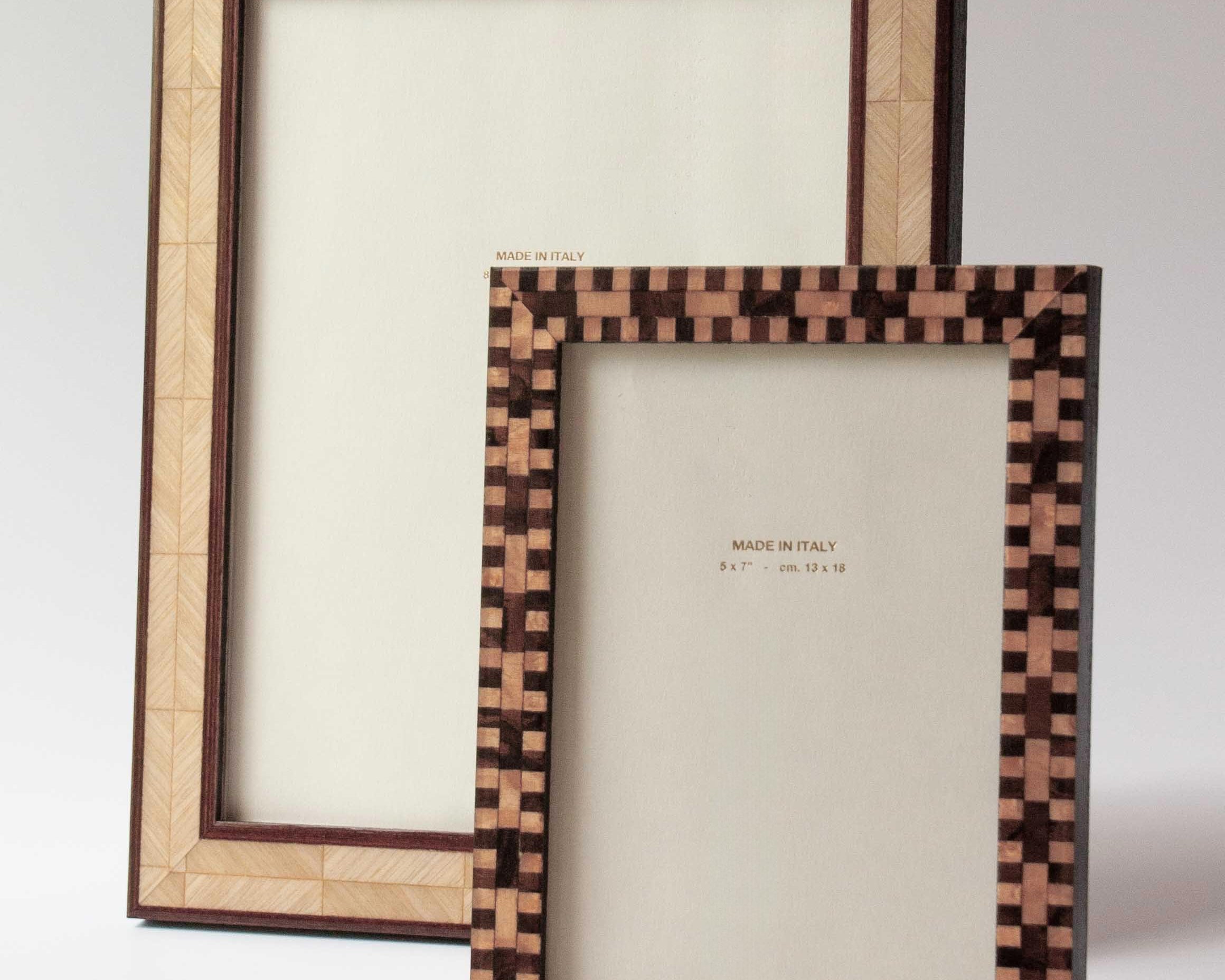 Luxury lacquered finish dual tone oak marquetry photo frame handmade for Anboise| 8x10