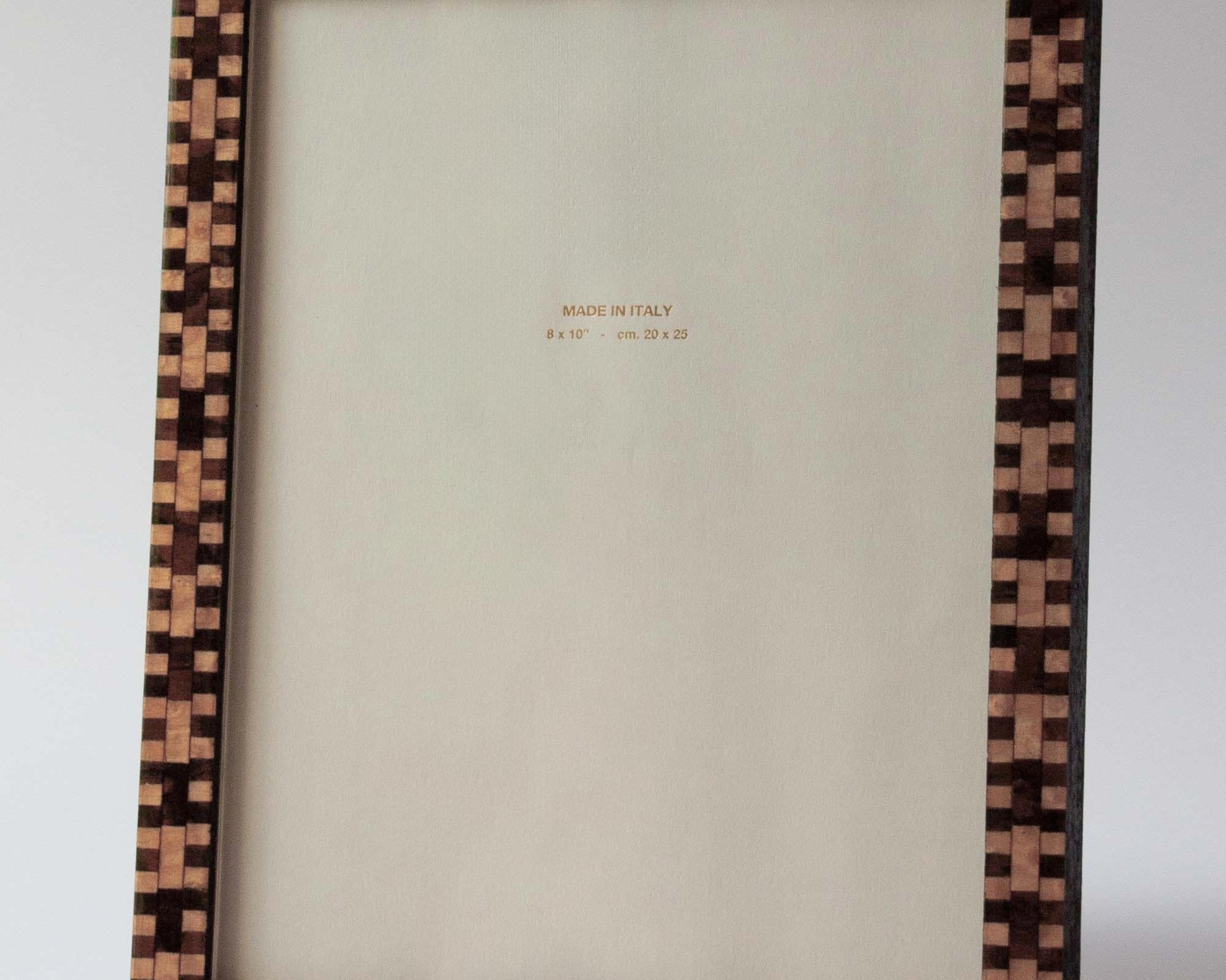 Luxury lacquered walnut marquetry photo frame handmade for Anboise in Italy | 8x10