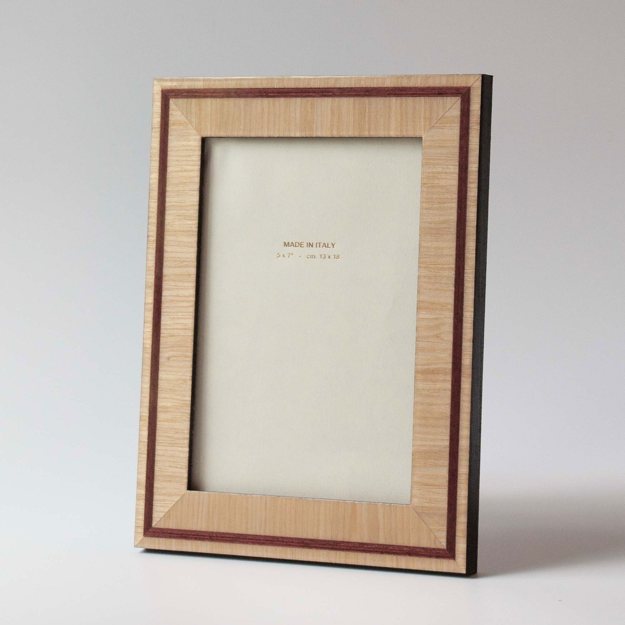 Luxury lacquered finish dual tone oak marquetry photo frame handmade for Anboise| 5x7 
