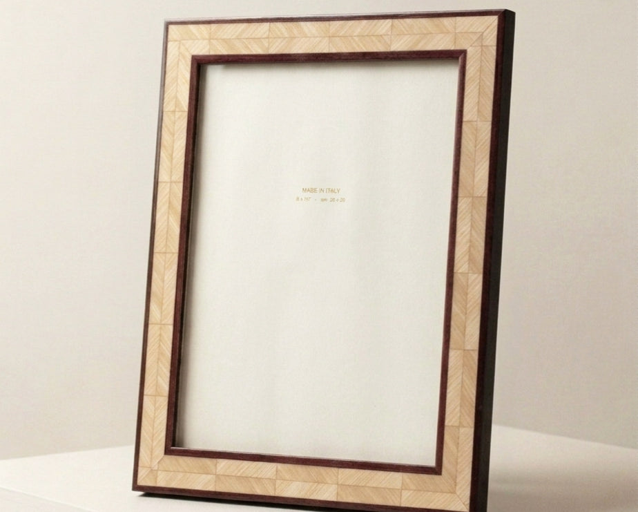 Luciana dual‑tone oak herringbone wooden photo frame – portrait