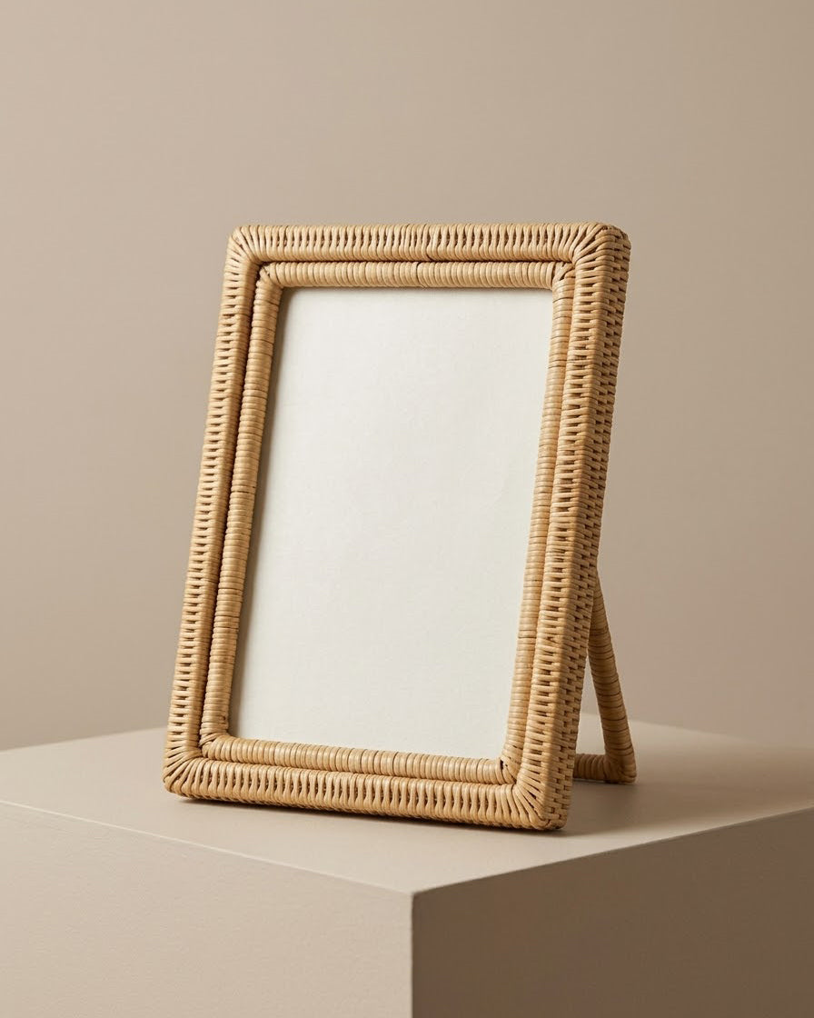 Nola Handwoven Rattan Photo Frame