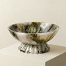 Raven decorative resin bowl with olive green, charcoal and cream marbling – Anboise
