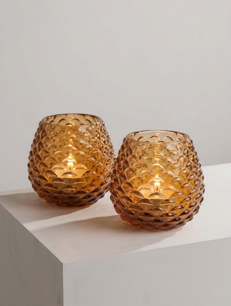 Rosalie Glass Candle Holder Set 2