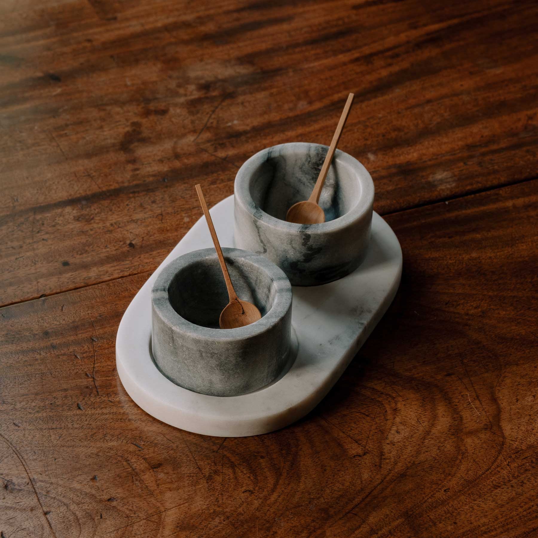 Alivia Marble Cellar & Wooden Spoon Set | Anboise Tableware