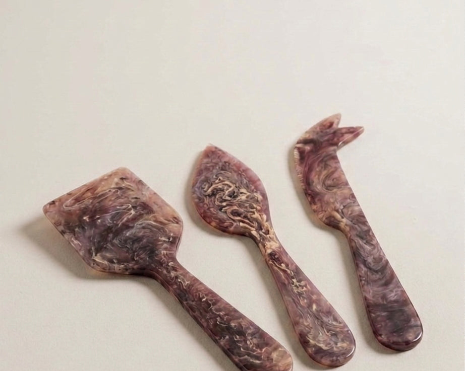 Sierra Decorative Cheese Set in marbled resin – Anboise