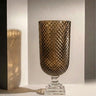 Sierra hurricane lantern with diamond‑cut amber glass – Anboise