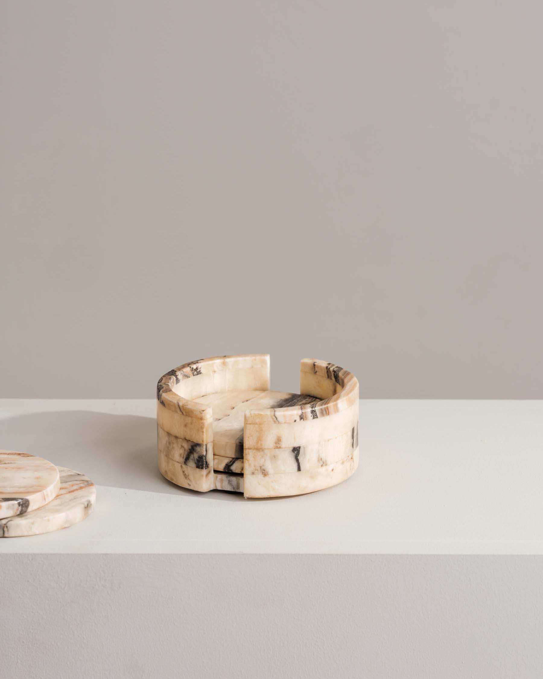 Kelsey Travertine Marble Coasters - Set of 4