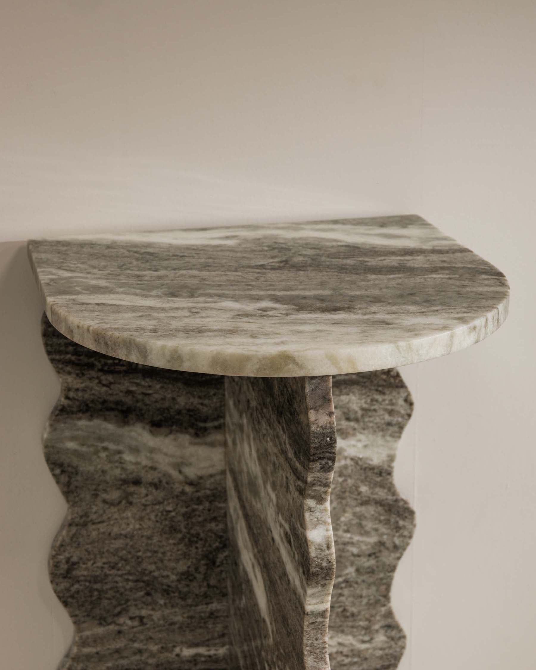 Francesca Grey Scalloped Marble Side Table