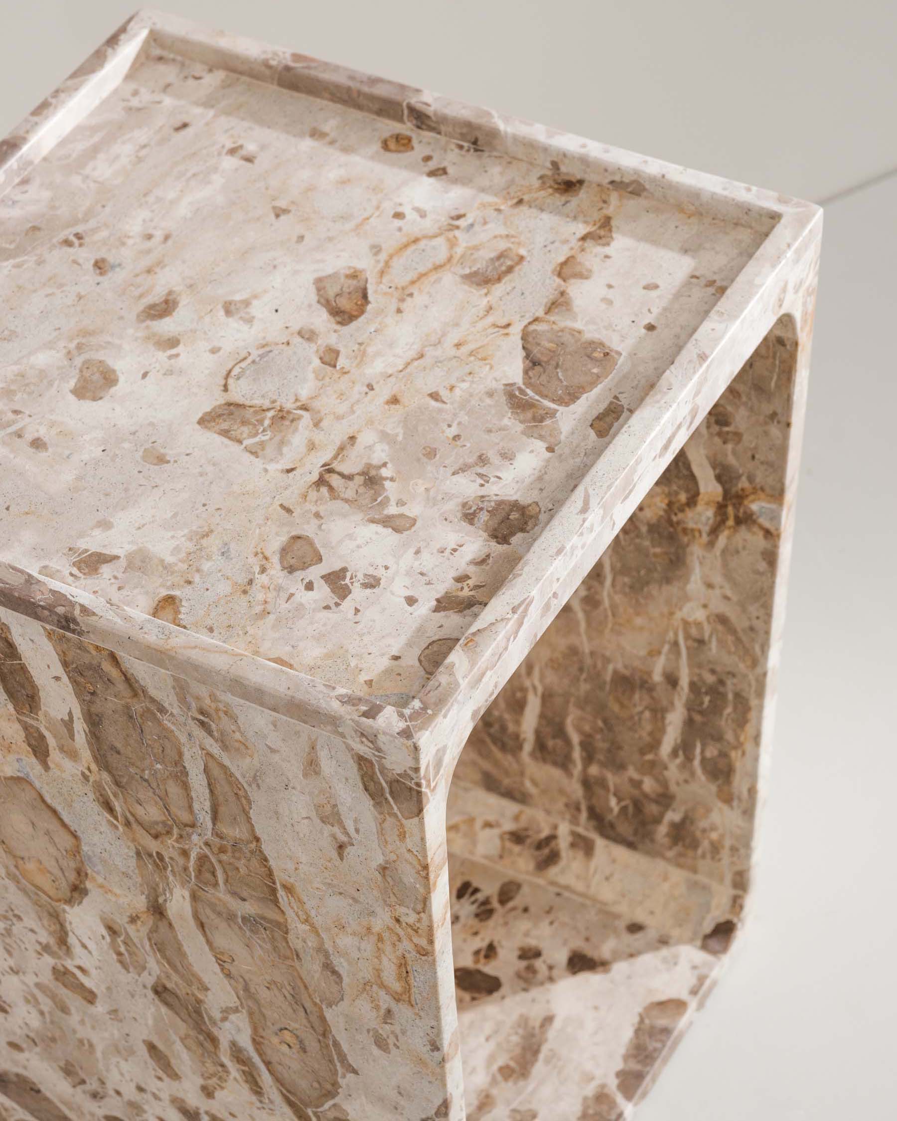 Fernanda Beige Marble Square Side Table