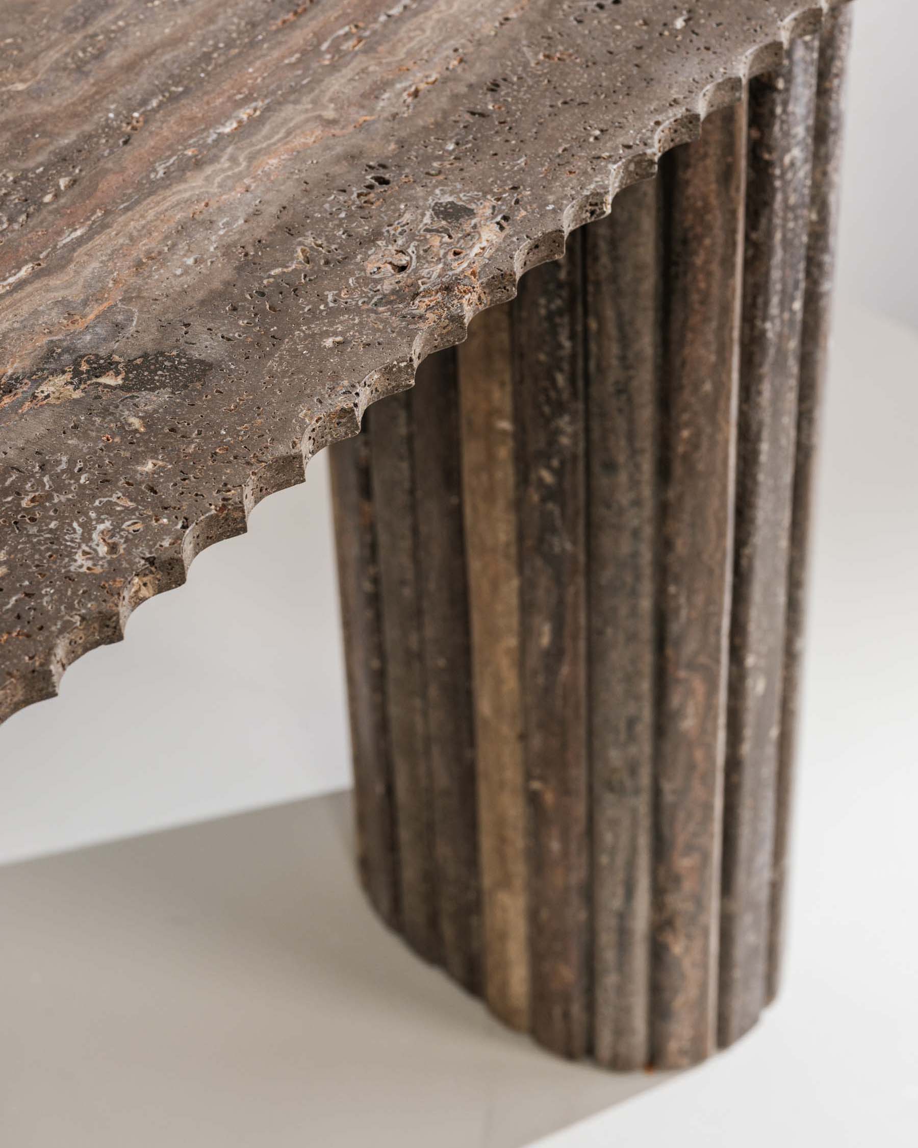 April Grey Travertine Console Table