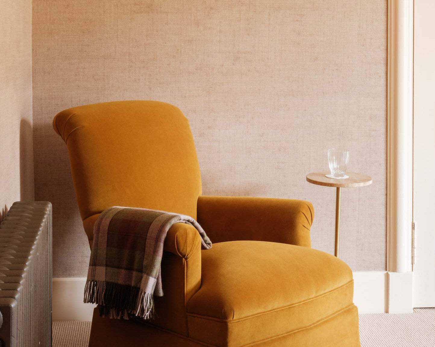 Merino throw draped over armchair as seen at The Fortingall – Anboise