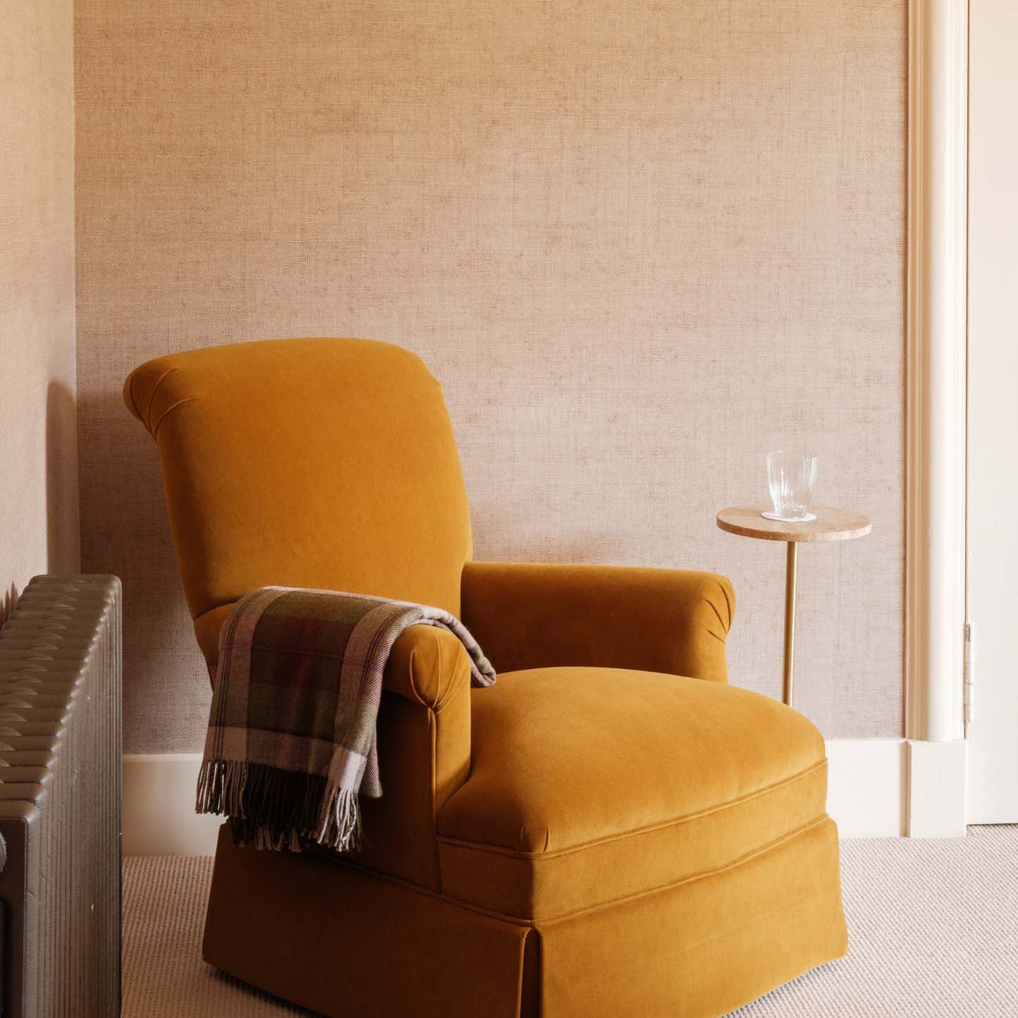Merino throw draped over armchair as seen at The Fortingall – Anboise