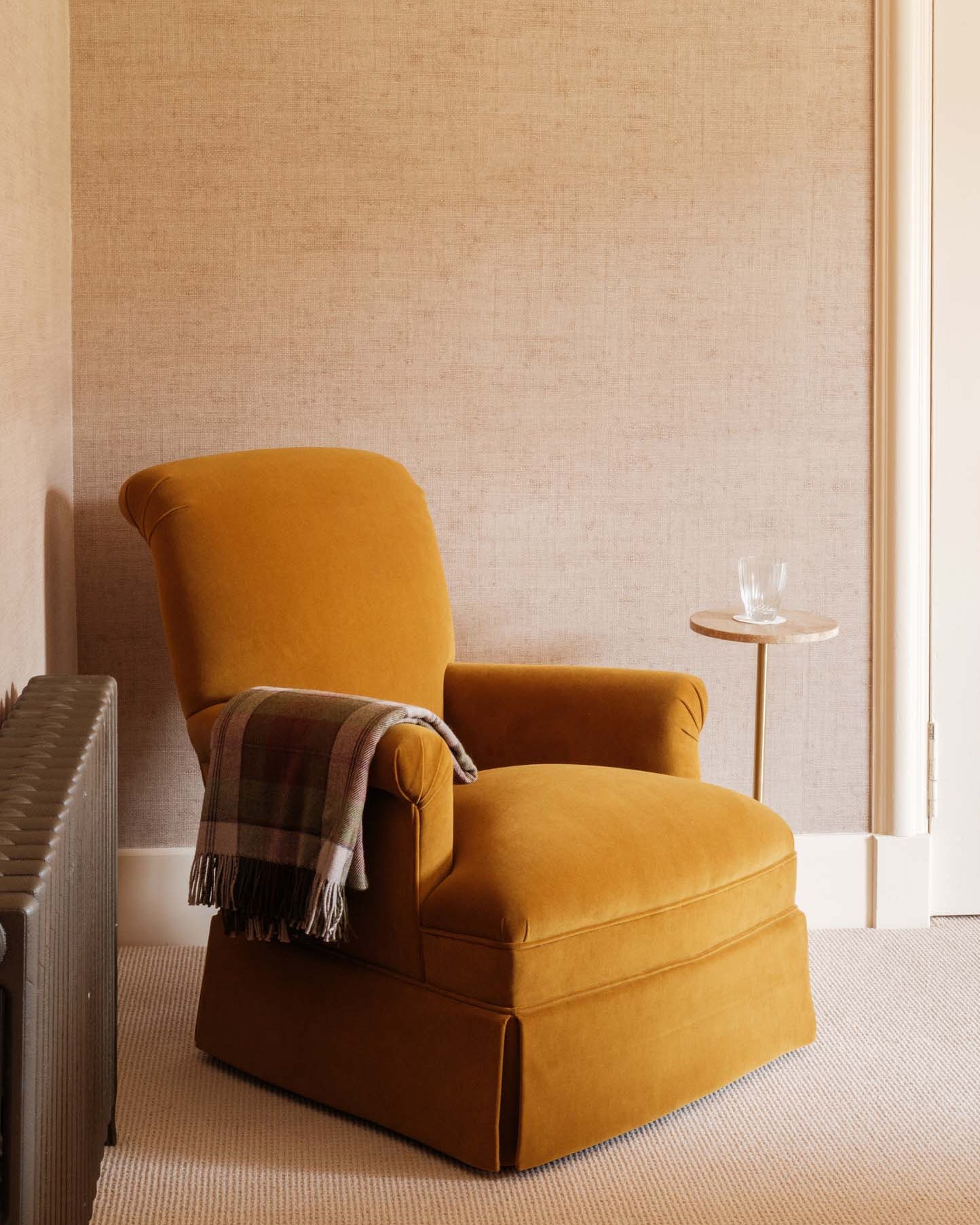 Merino throw draped over armchair as seen at The Fortingall – Anboise