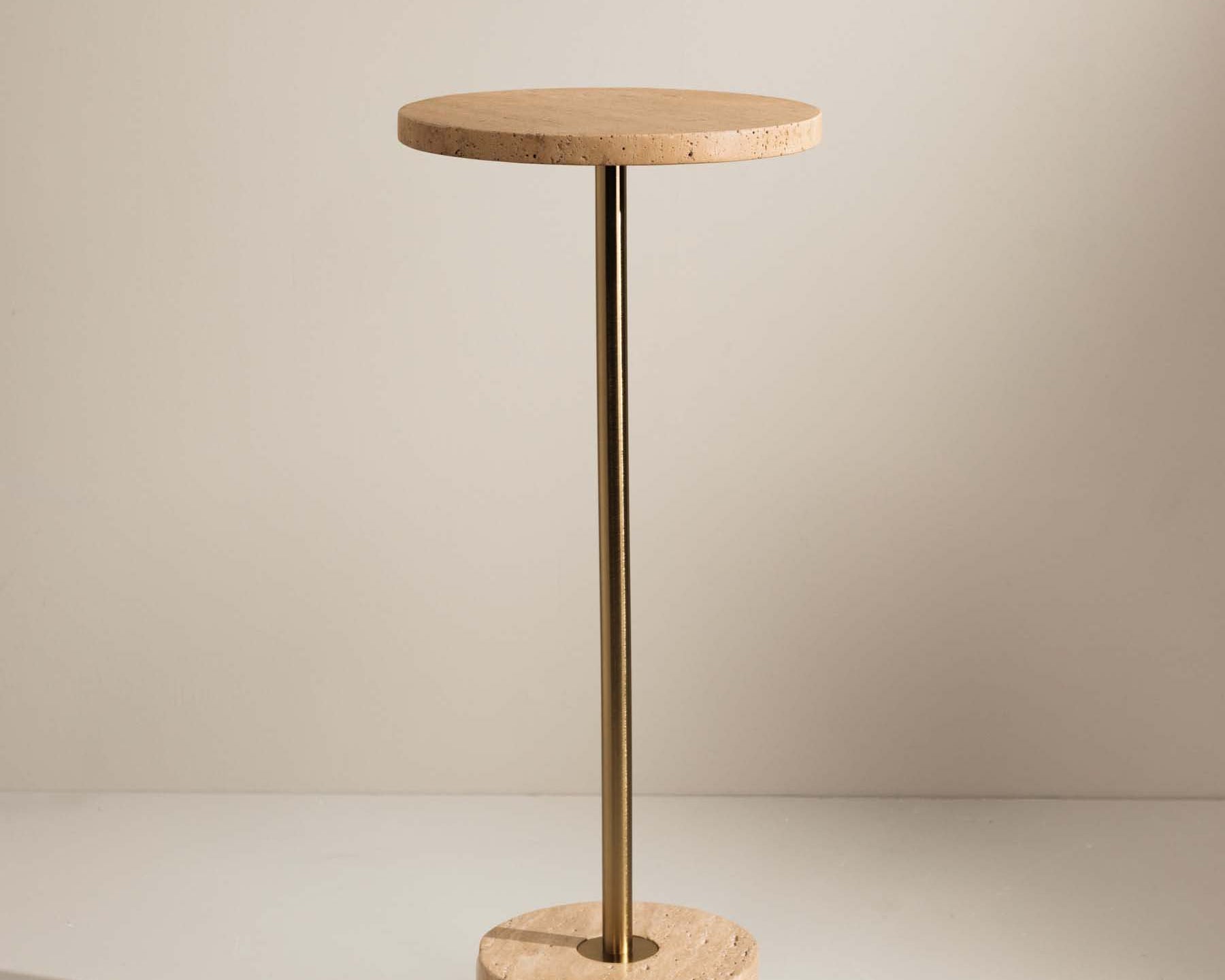 Celine drinks side table crafted from multi‑coloured Travertine – Anboise