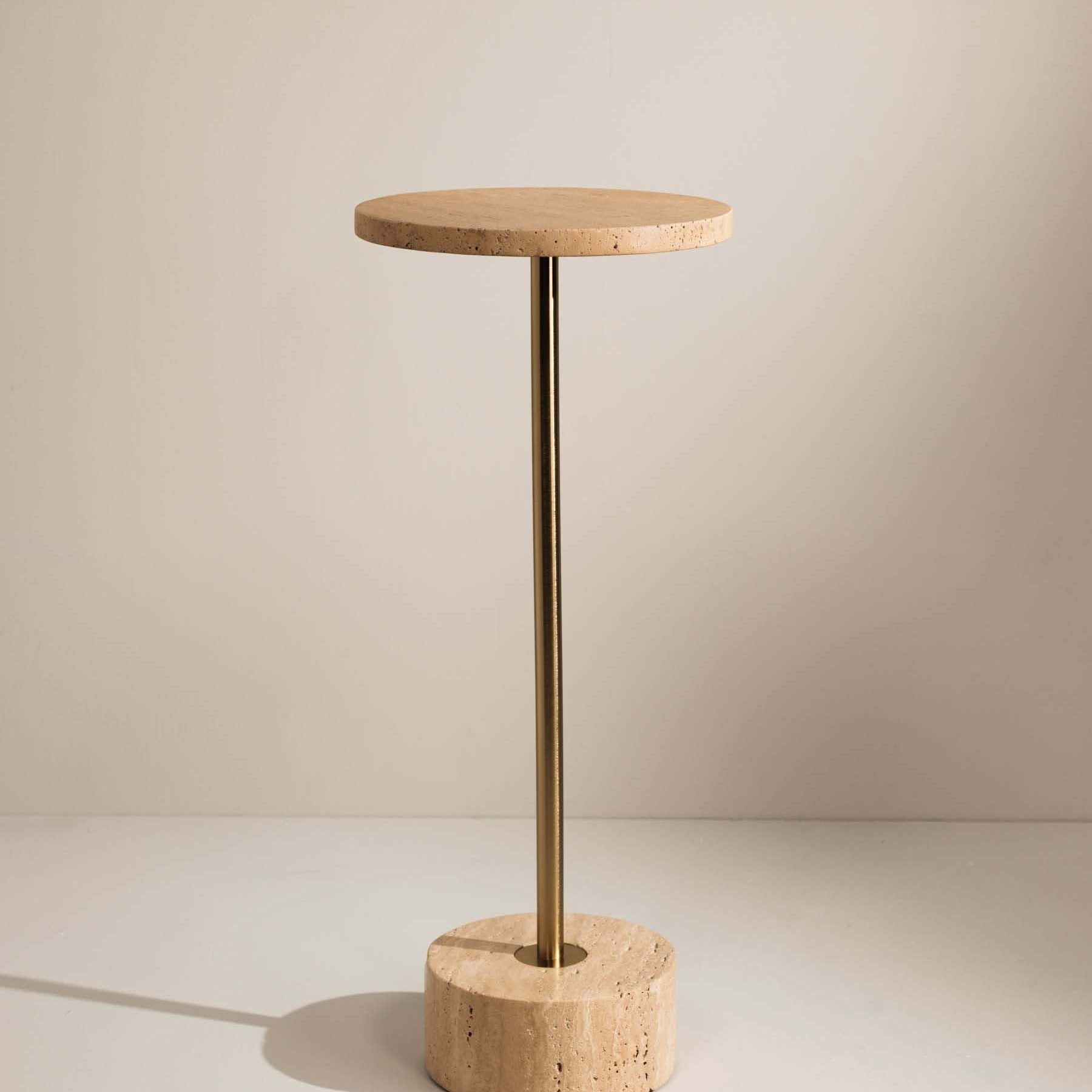 Celine drinks side table crafted from multi‑coloured Travertine – Anboise