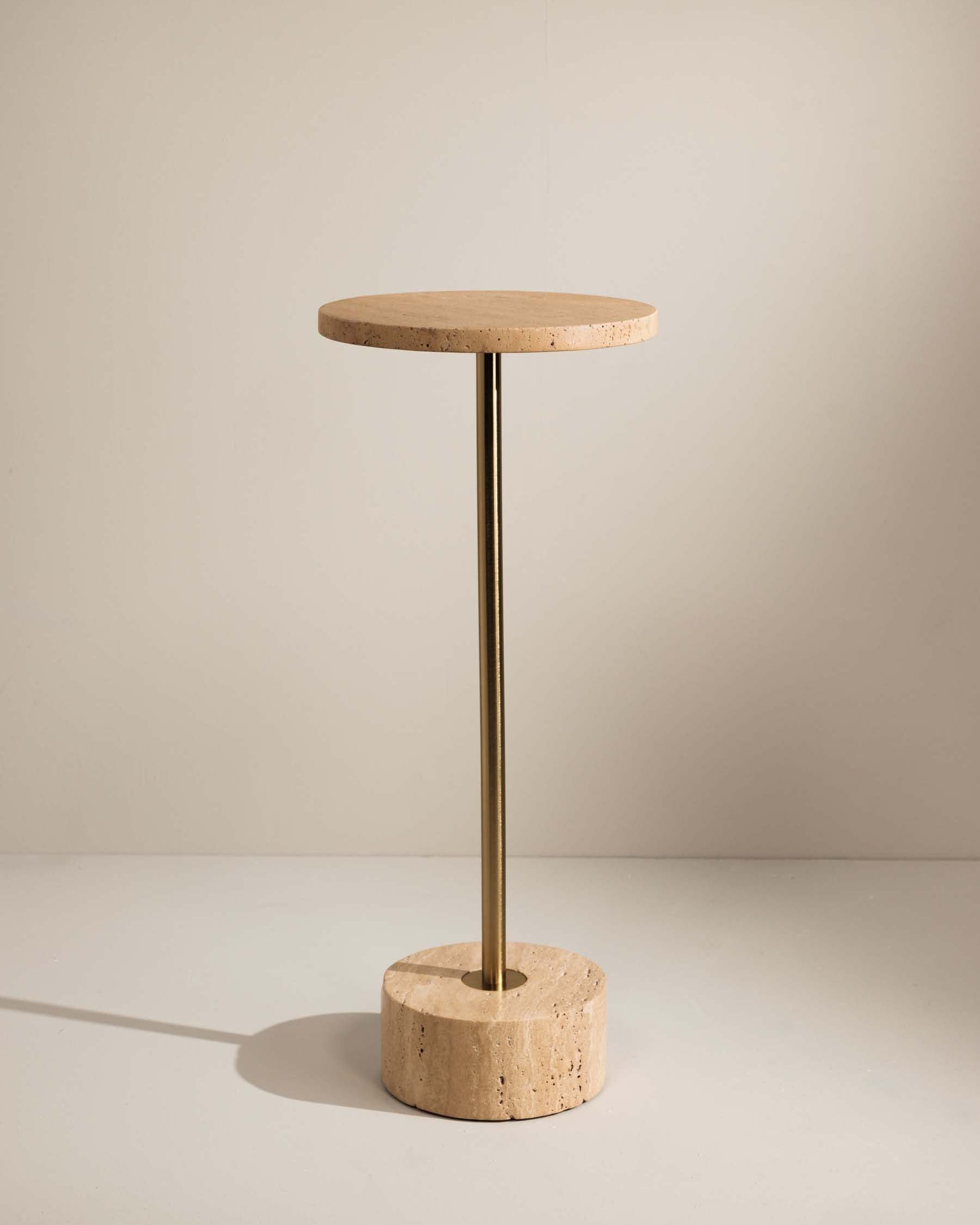 Celine drinks side table crafted from multi‑coloured Travertine – Anboise