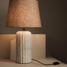 Dylan fluted marble table lamp with linen shade – Anboise