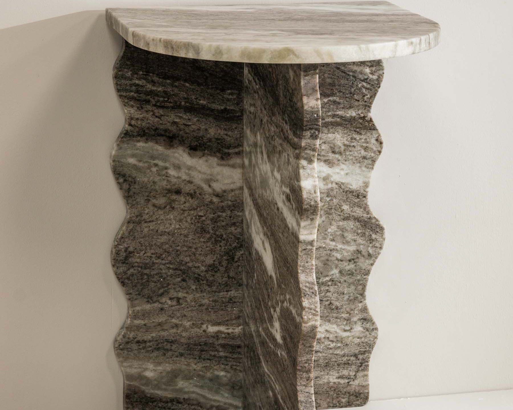 Francesca side table crafted from grey Toronto marble with scalloped base – Anboise