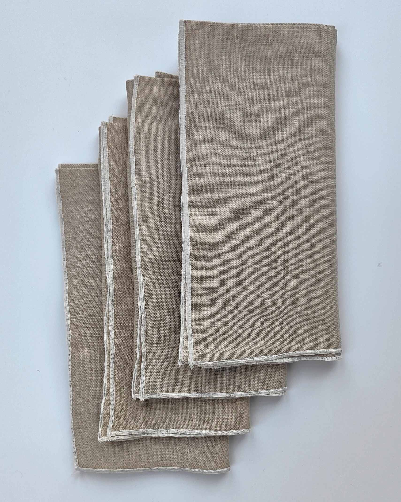 With their subtle embroidered edge, the luxury Georgia linen napkin | Anboise Tableware