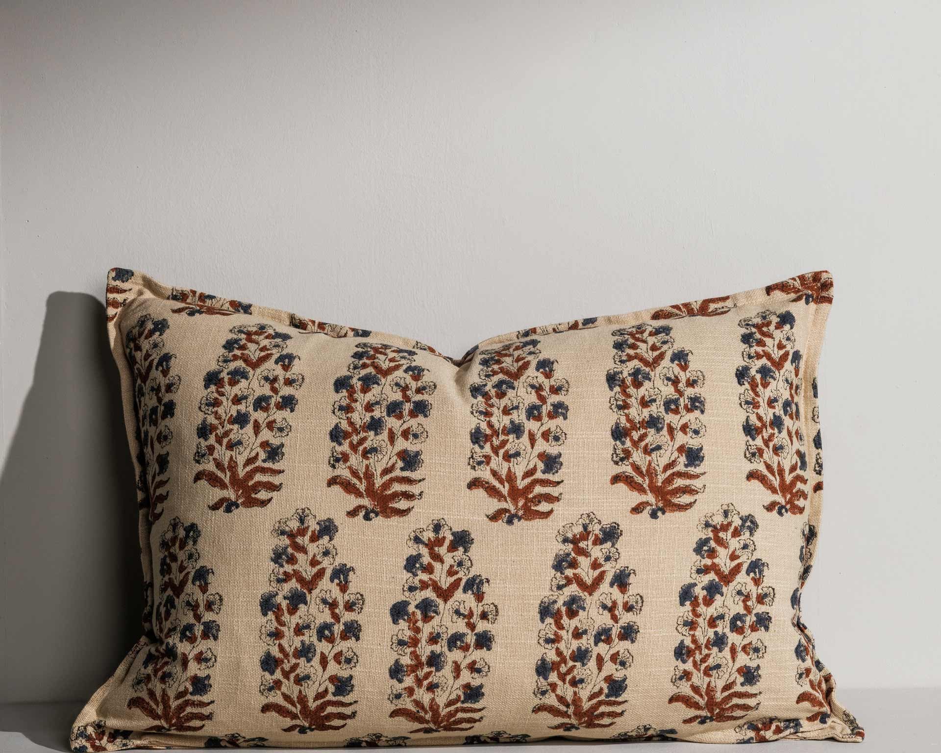 Mira rectangular hand block printed cushion – Jaipur craftsmanship - Anboise
