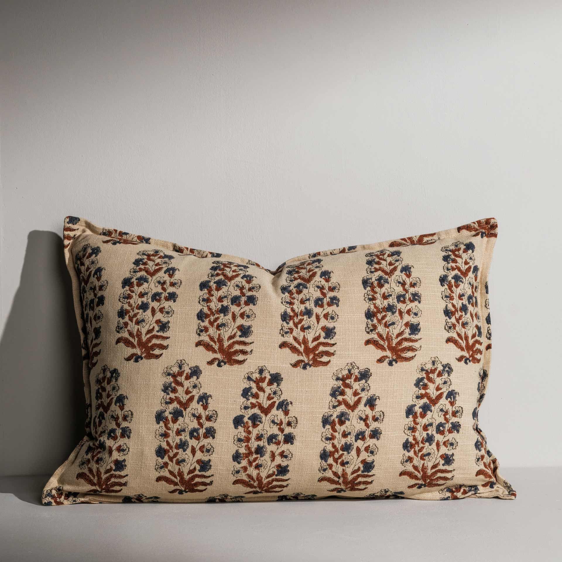 Mira rectangular hand block printed cushion – Jaipur craftsmanship - Anboise