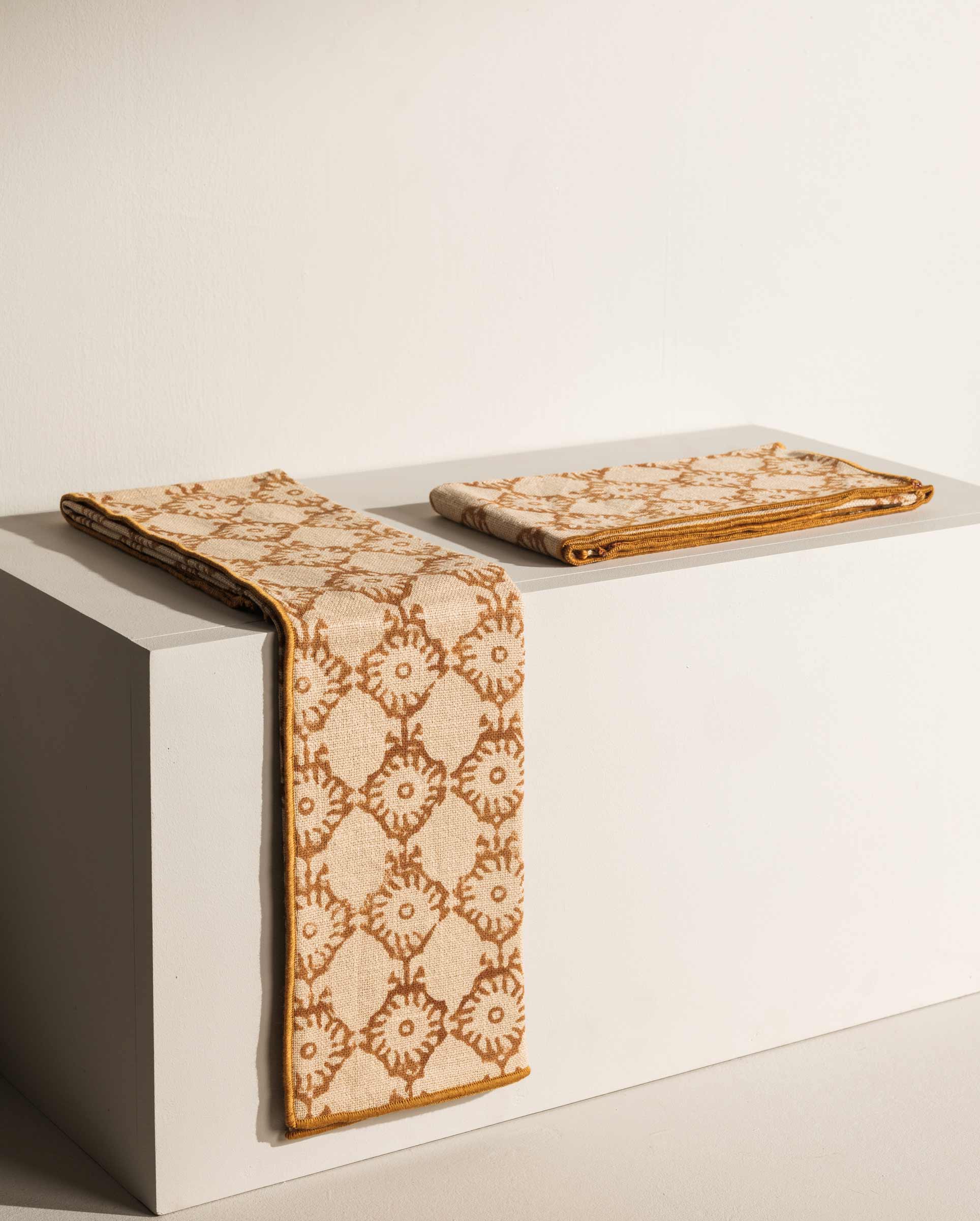 Liana hand block printed tea towels with piped edge – Anboise