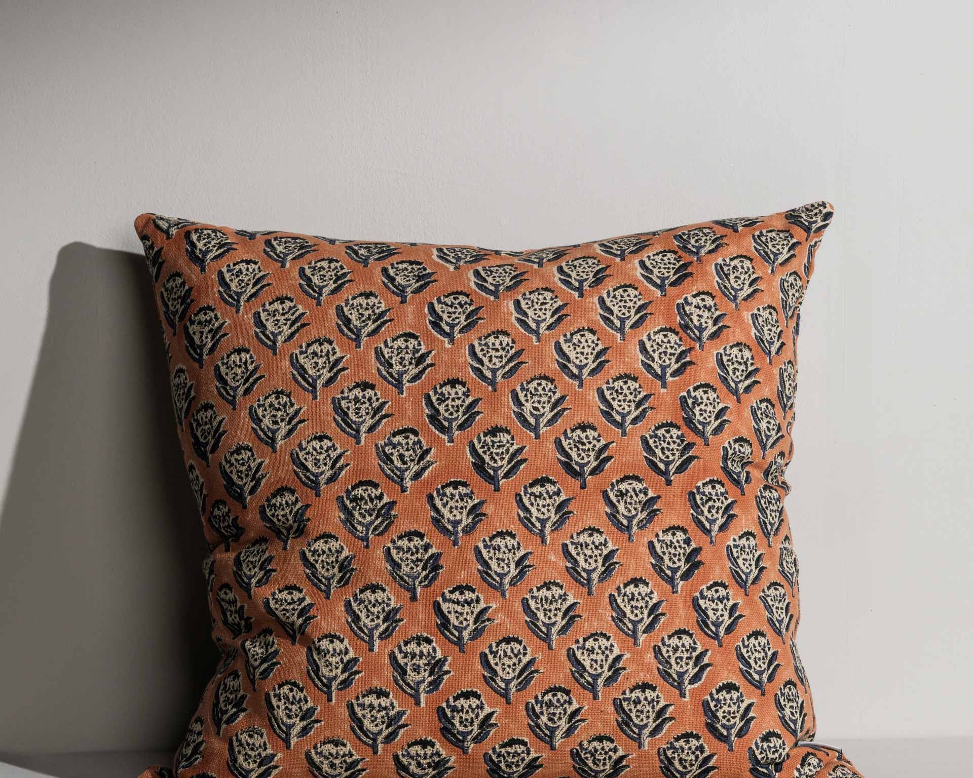 Jenna square double‑sided hand block printed cushion – Jaipur craftsmanship - Anboise