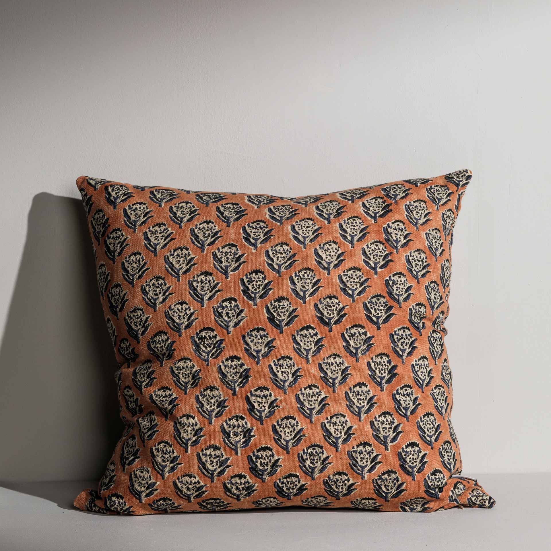 Jenna square double‑sided hand block printed cushion – Jaipur craftsmanship - Anboise