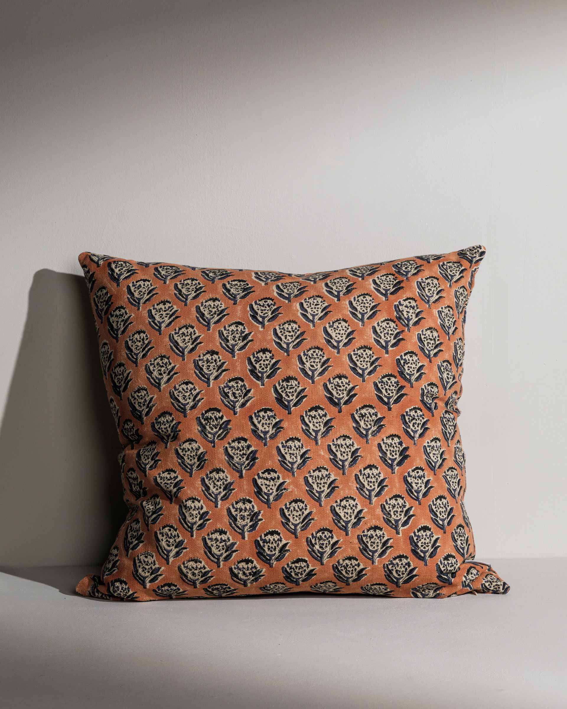 Jenna square double‑sided hand block printed cushion – Jaipur craftsmanship - Anboise