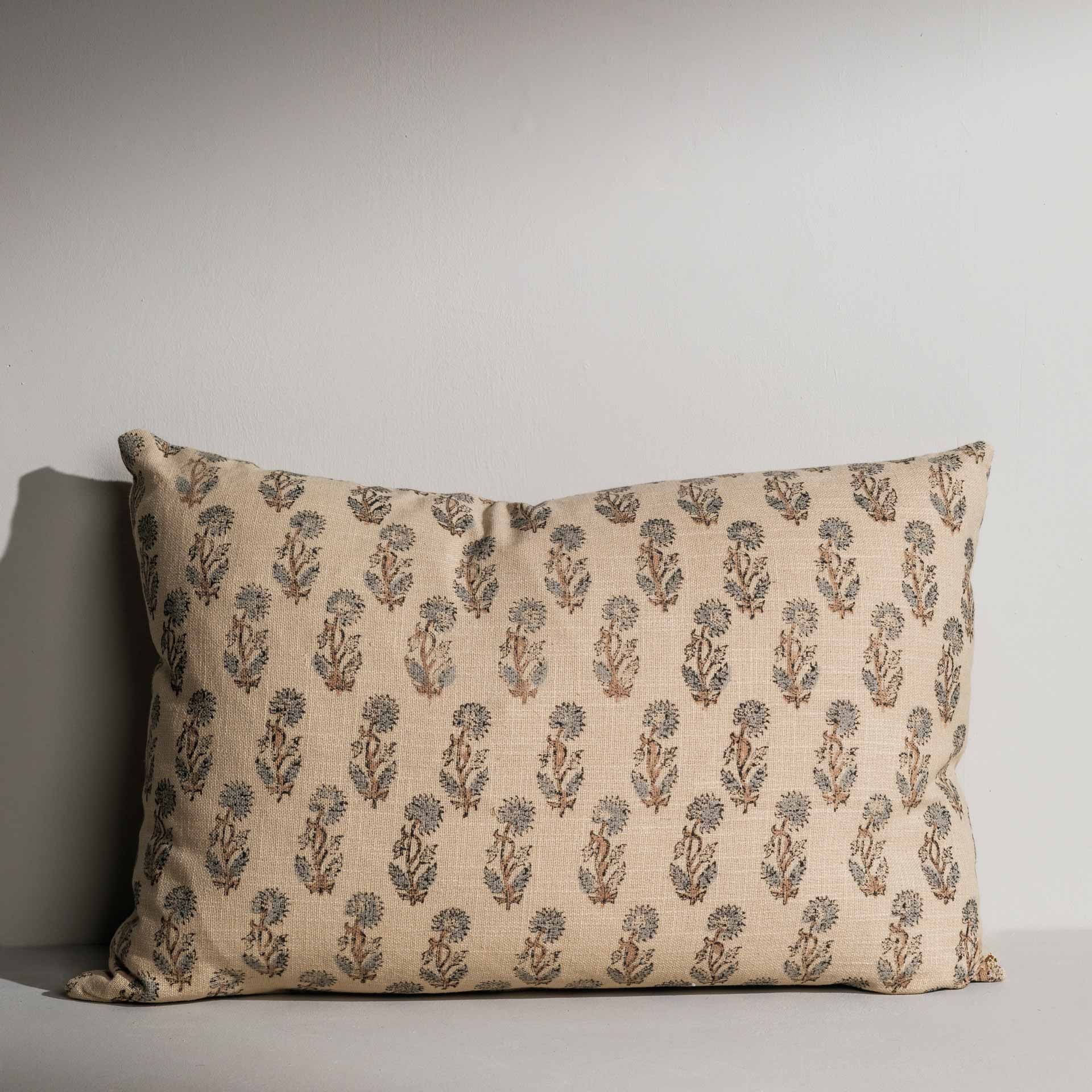 Lorelei hand block printed rectangular cushion – Jaipur craftsmanship - Anboise