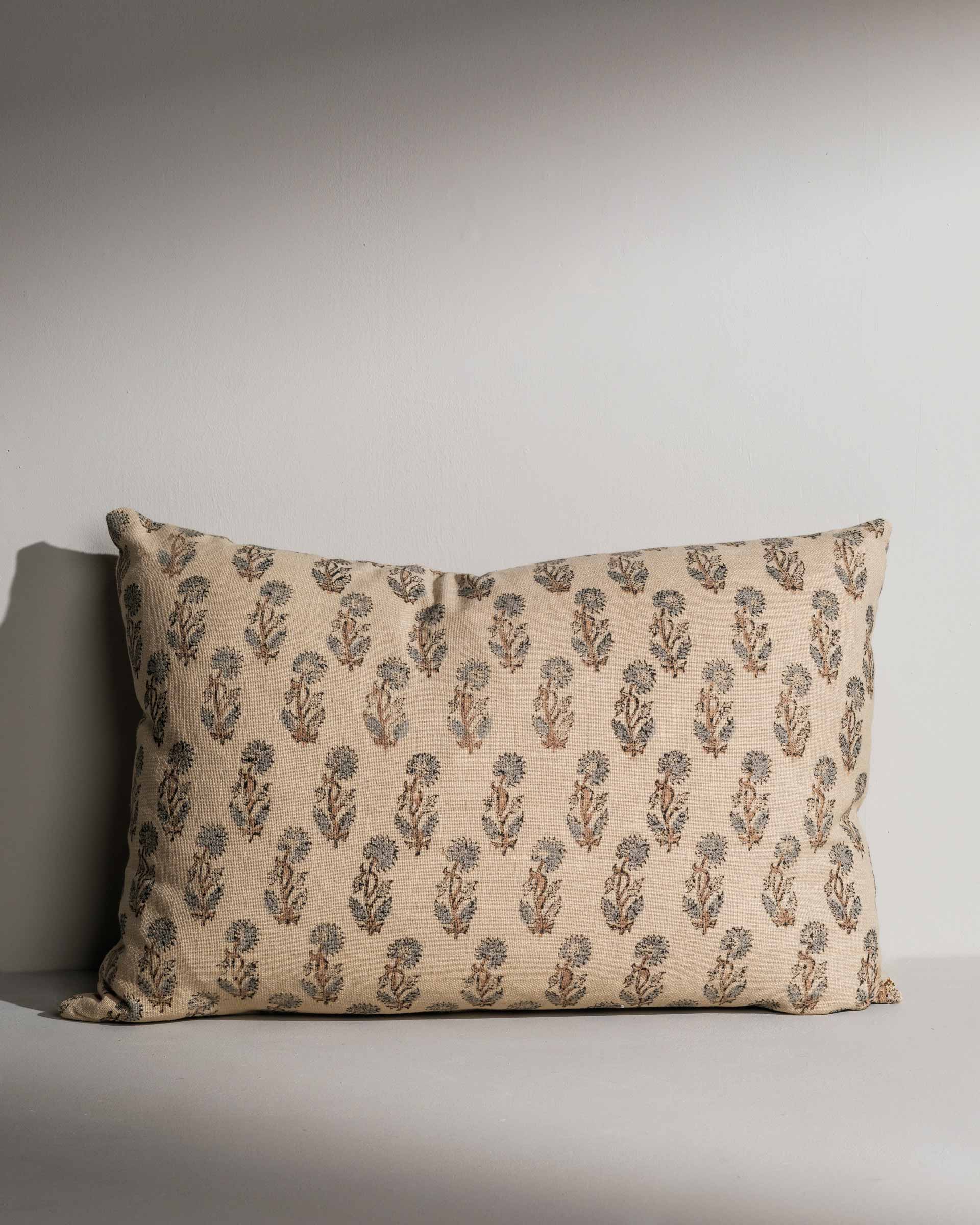 Lorelei hand block printed rectangular cushion – Jaipur craftsmanship - Anboise