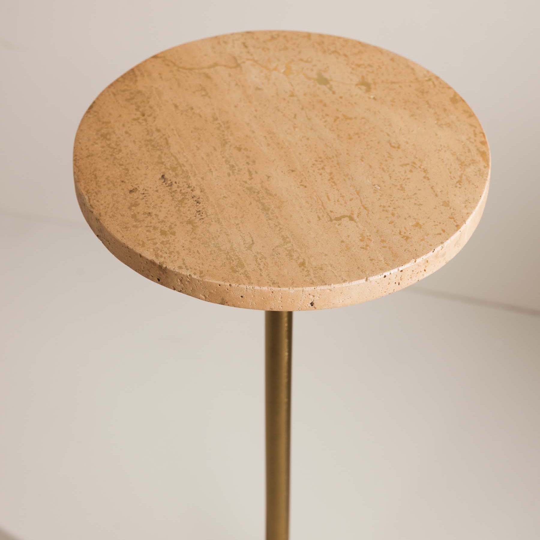 Sculptural Travertine side table with clean silhouette - Anboise