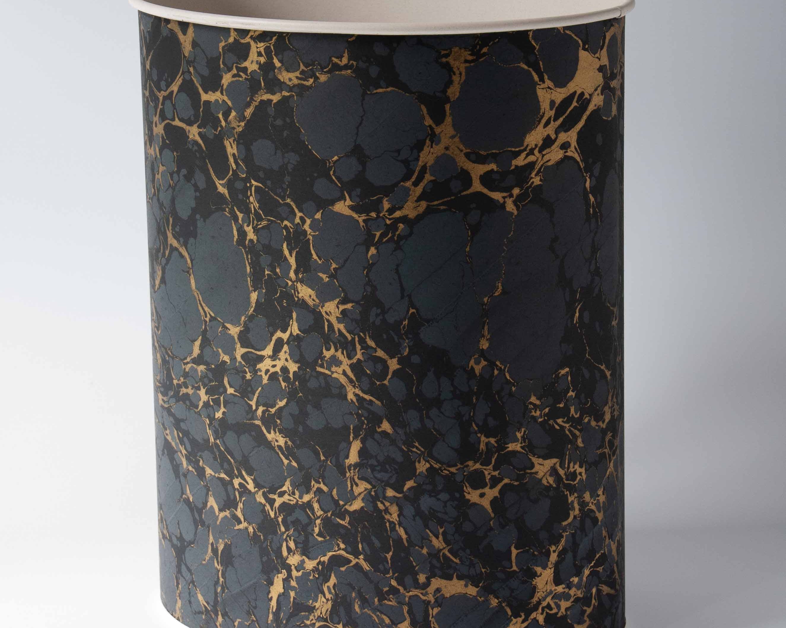 Gwendolyn Hand Marbled Pink Waste Paper Basket | Anboise Accessories