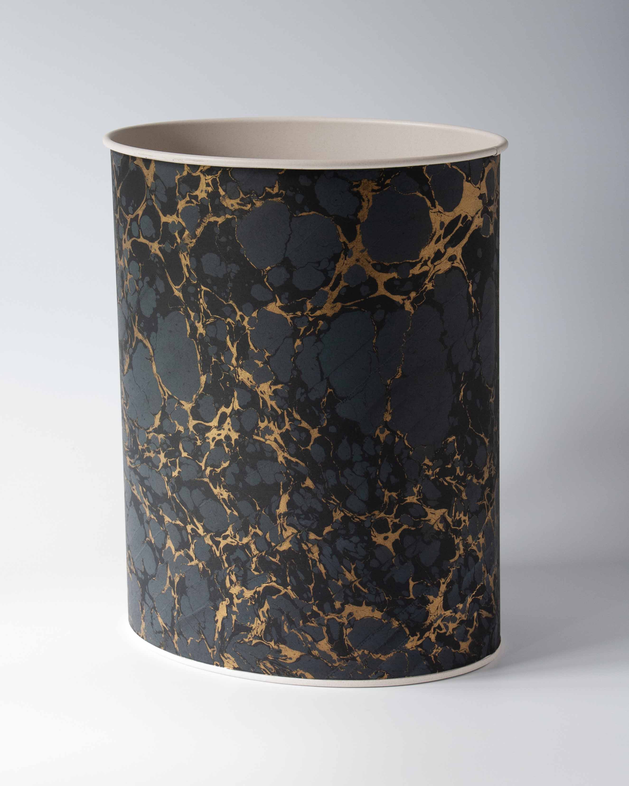 Gwendolyn Hand Marbled Pink Waste Paper Basket | Anboise Accessories