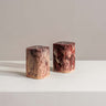 Elianna burgundy and blush resin salt and pepper cellars – Anboise